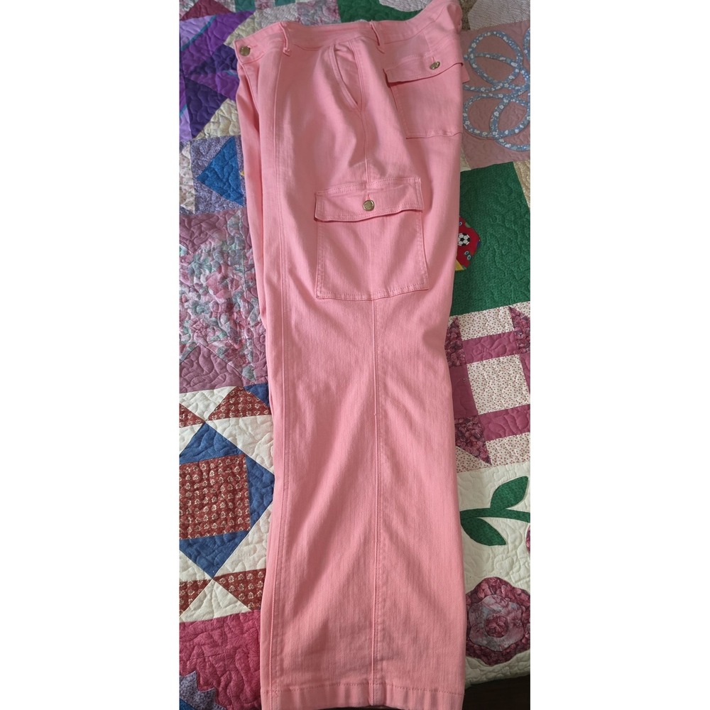 Judy Blue Jeans Women's Pretty in Pink High Rise Cargo Straight Leg Stretch 16W